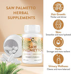 Saw Palmetto for Women Hair Loss - DHT Blocker with 5-in-1 Blend for Hair Growth, Skin & Nails, Urinary Wellness - Extra Strength Saw Palmetto Supplement - 90 Capsules