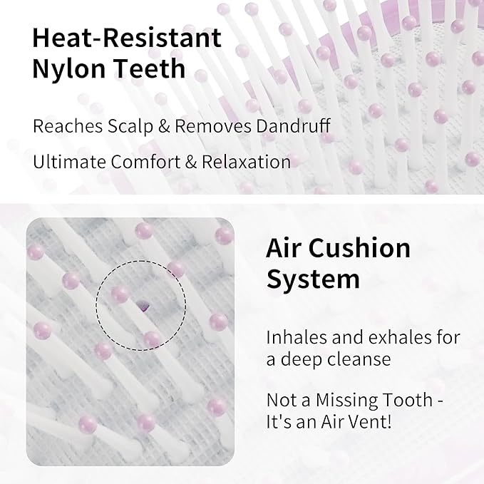 Paddle Hair Brush for Women-Detangling Cushion Brush with Soft Ball-Tip Bristles,Anti-Static Wide Brush for Wet Dry Hair,Smooth Comfortable Scalp Care