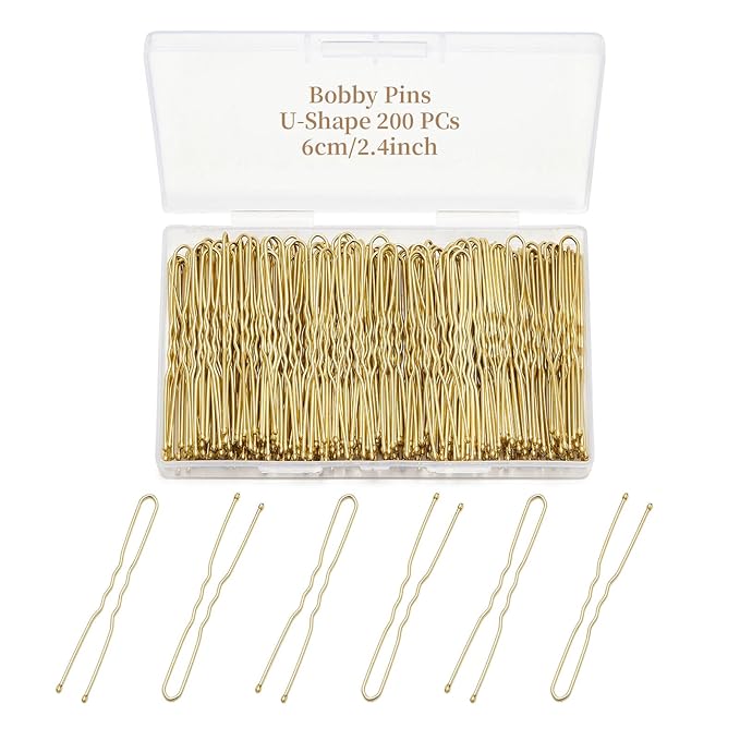 200 Pcs 2.4 Inch U-Shaped Bobby Pins Golden Metal Hair Pins Hair Accessories for Women Stylists Hair Sticks Girl