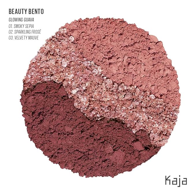Kaja 3 Colors Eyeshadow - Beauty Bento 07 Glowing Guava | Mosaic Chrome, Shimmer, Matte finish, Cruelty free, K-Beauty Mini Palettes, Easy Finger Blendable, Glitter, High Pigmentation, 0.03 Oz