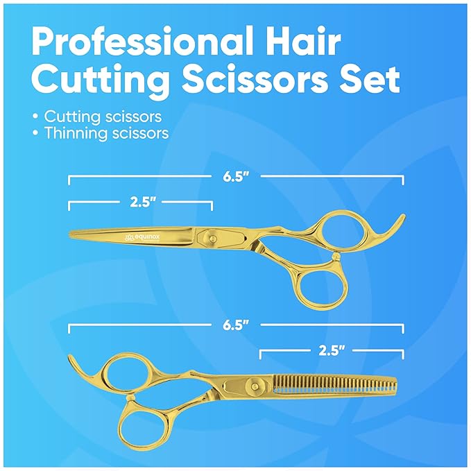 Equinox Professional Barber Scissors Set - Includes Scissors & Thinning Shears for Hair Cutting & Grooming, Japanese Stainless Steel Barber Accessories