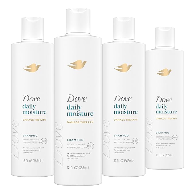 Dove Nutritive Solutions Moisturizing Shampoo 4 Count for Dry Hair Daily Moisture with Pro-Moisture Complex for Manageable and Smooth Hair 12 oz