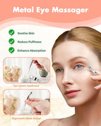 2 Pairs Reusable Under Eye Wrinkle Patches Silicone Mask, Plump Fine Lines & Wrinkles, with Metal Eye Cream Applicator, Tin Case, Cream Color