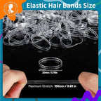 Teenitor Clear Hair Elastics, Clear Elastics Rubber Bands for Hair Ties, 300pcs