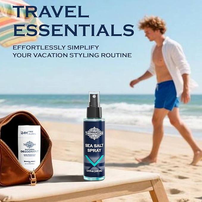 Sea Salt Spray for Men, Valentines Day Gifts for Him, Travel and Beach Vacation Essentials, Travel Size Beachy Hair Texturizing Hairspray, Surf Spray Adds Instant Volume, Men Gift, 3.4 Oz