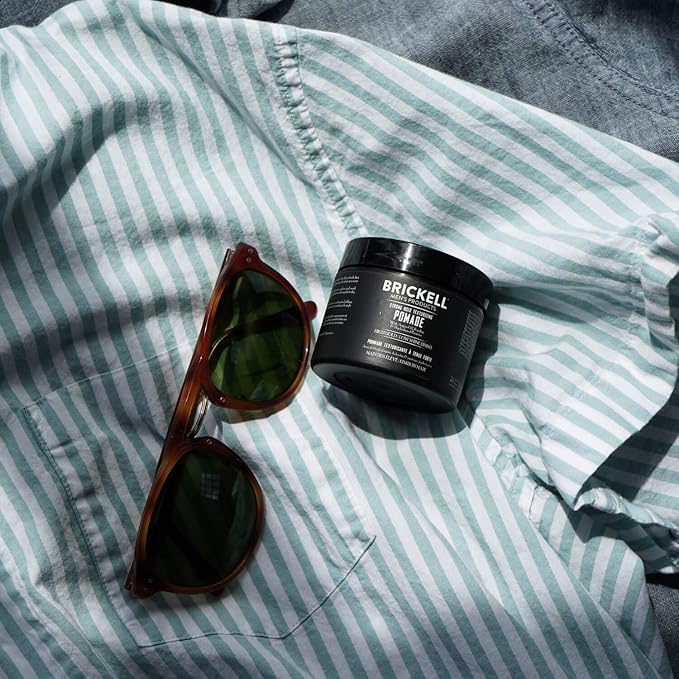 Brickell Men's Products Strong Hold Texturizing Pomade For Men, Natural and Organic, Pliable Hair Styling Fiber Pomade, 2 Ounce, Scented