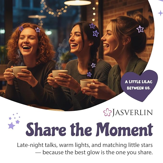 36 Pcs Star Hair Clips, Y2k Cute Snap Barrettes for Women Thin Thick Hair, Colorful Kawaii Girls Rave Accessories Glitter Non Slip Metal Hairclips Assorted Sizes (Purple)