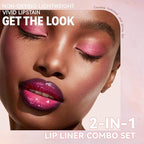Lip Liner Gloss Lip Combo Set, 2 in 1 Lip Duo Plum Lip Liner Lipstick Glossy Nourishing Berry Dew Shine Gloss Lip Kit, Smooth Quick Fuller Plumping Juicy Lip Makeup for Women08#Plum