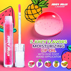 Blossom Scented Roll on Lip Gloss and Juicy Jelly Moisturizing Lip Care Nourishing Lip Oil, 2 Pack, Strawberry