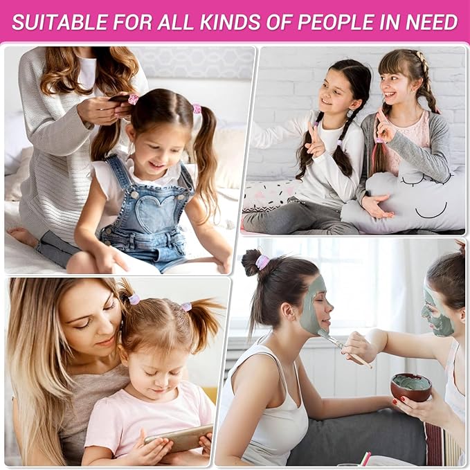 54Pcs Hair Ties for Girls and Women, Nylon Hair Elastics Hair Bands Ponytail Holders Soft Hair Ties No Damage for Girls Thick Straight Curly Hair Multi-colored (Multi-colored B)