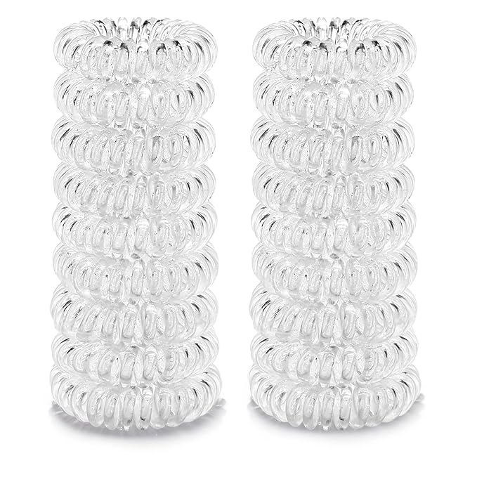 18 Pcs Women Ponytail Braid Hair Elastic No Crease Spiral Hair Ties, Girls Multi-color Waterproof Coil Hair Accessories (Small Hair Ties)