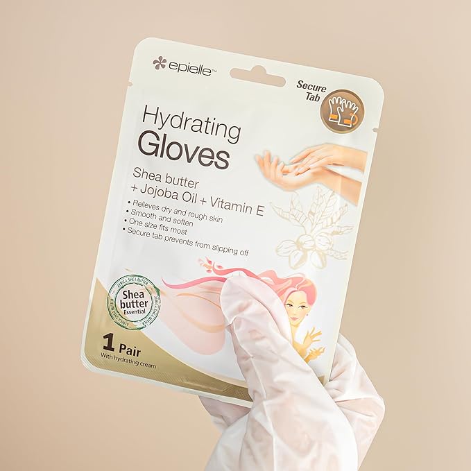 Epielle Hydrating Hand Mask 6 Pairs, Relieve and Soften with Shea Butter & Jojoba Oil, Deep Moisturizing Gloves for Dry, Cracked Hands, Self Care Gifts for Women, Spa Kit, Stocking Stuffers
