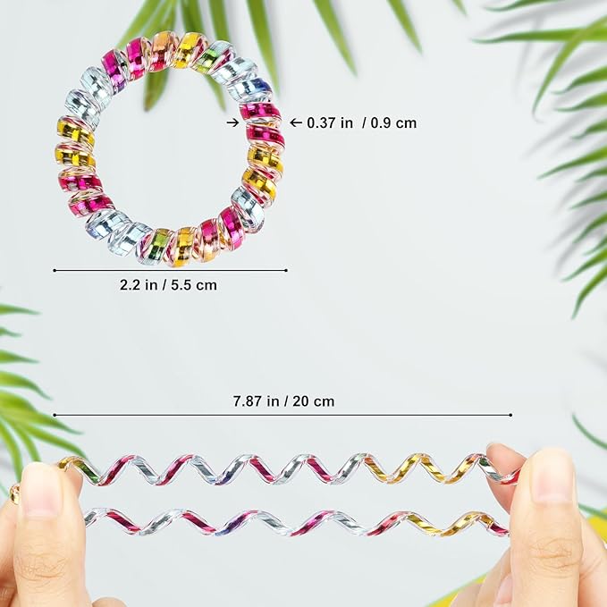JessLab Spiral Hair Ties for Women, 10-Pack Traceless No-Damage Ponytail Holders, Coils Hair Bands for Girls, Assorted Colors