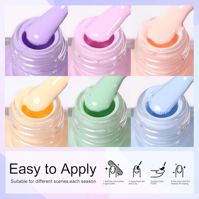 DouborQ 6 Color Nail Polish Set Finger Nail Polish Pack Glossy Toenail Polish DIY Gifts for Women Long-lasting Nail Art Varnish (13-18)