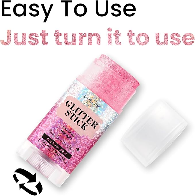 Hair Glitter, Pink Glitter Stick for Hair and Body, Hair & Body Sparkle On-The-Go | Singer Concert Music Rave Festival-Ready Shimmer