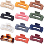 4.1 Inch Large Hair Accessories - 12 Pcs Big Square Jaw Clips for Thick Hair, Jumbo Bulk Clips for Women and Girls