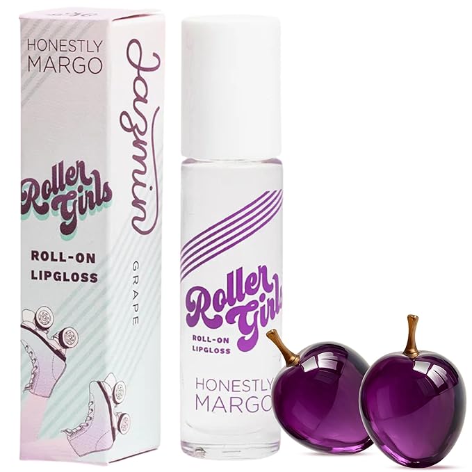 Honestly Margo Roller Girl Roll-On Lip Gloss (Grape Jazmin, 2 Pack) – Lip Gloss for Women with Hydrating Vitamin E & Moisturizing Shine, Refreshingly Lightweight Your Lip Stain, Non Stick Gloss