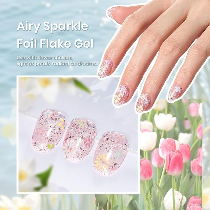 Beetles Christmas Gel Nail Polish - Pastel Scenery By the Lake Soak Off UV LED Gel Polish, 6 Colors Pink Green Yellow Drawing Swirl Shell Thread Effect Nails DIY Manicure Gifts for Women