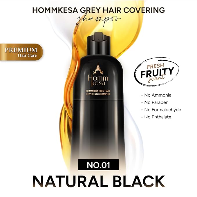 Grey Hair Covering Shampoo (6 Packet) – Premium 3-in-1 Hair Dye Shampoo For Grey Hair (Natural Black)
