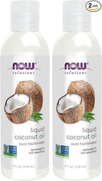 NOW Solutions, Liquid Coconut Oil, Light and Nourishing, Promotes Healthy-Looking Skin and Hair, 4-Ounce (Pack of 2)