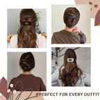 8 Pack Tortoiseshell Flat Hair Clips for Women – Large Neutral Matte No-Slip Rectangle Claw Clips for Thick & Thin Hair, Strong Hold Square Hair Accessories, Chic Neutral Leopard Pattern