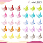 Gradient Butterfly Hair Clip, Mini Plastic 90s Hair Claw Clips for Women Girls, No Crease Toddler Y2K Accessories Set 50pcs Rainbow Assorted Color