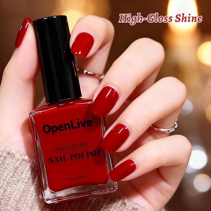 18ml Red Nail Polish Large Volume Quick Drying Nail Polish, Fast Drying and Long Lasting Color Nail Art DIY Home Manicure Gift for Women
