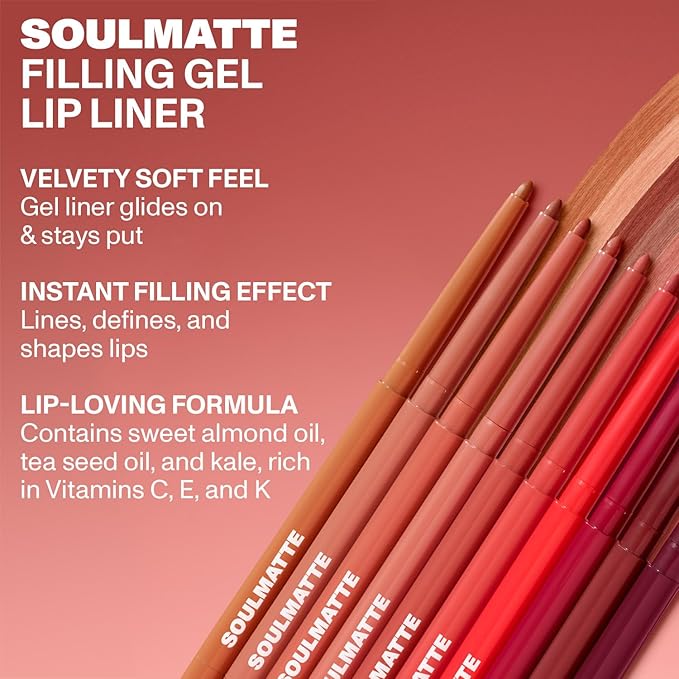 MORPHE Soulmatte Gel Lip Liner - Creamy Lip Pencil with a Matte Formula - Precision Contour Pencil with Sweet Almond & Tea Seed Oil for Long-Lasting Definition - Honey (0.007 oz)