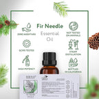 HBNO Fir Needle Essential Oil - 1 oz (30ml) Travel Size - Natural Fir Needle Oil - Perfect for Cleaning, Aromatherapy, DIY, Soap & Diffuser