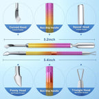 2PCS Metal Pink-Yellow Gradient Cuticle Pusher and Cutter Remover Salon Quality Stainless Steel Gel Nail Polish Peeler Scraper Durable Manicure and Pedicure Cleaner Tool For Fingernail and Toenail