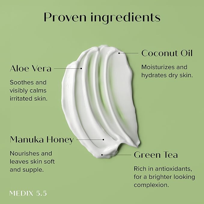 Medix 5.5 Men & Women Coconut Body Lotion + Manuka Honey Cream | Natural Coconut Oil Lotion | Moisturizer Cream Body Butter Skin Care Balm | Stretch Marks, Cellulite, & Dry Skin |15 Fl Oz