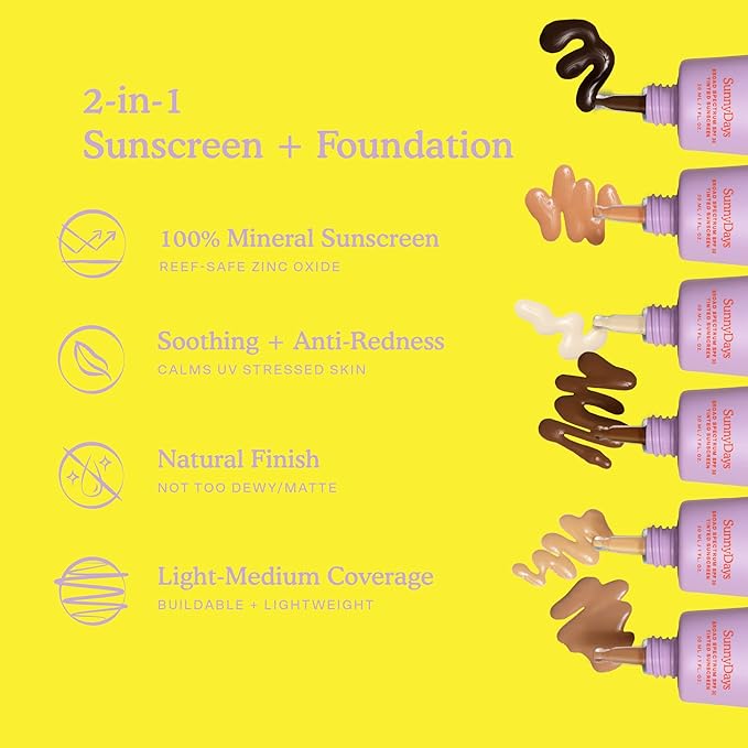 Tower 28 Beauty SunnyDays SPF 30 Tinted Mineral Sunscreen For Sensitive Skin - 2-in-1 Facial Broad Spectrum UVA/UVB Protection + Foundation - Shade 60 THIRD ST - Deep with Neutral Undertones, 1 Fl Oz