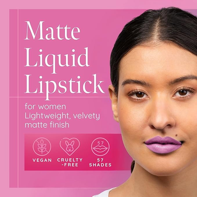 Aromi Matte Liquid Lipstick | Light, Baby Pink Lip Color with Blue Undertones, Long-lasting, Vegan, Cruelty-free, Smudge Proof, Waterproof (Ballet Slipper)