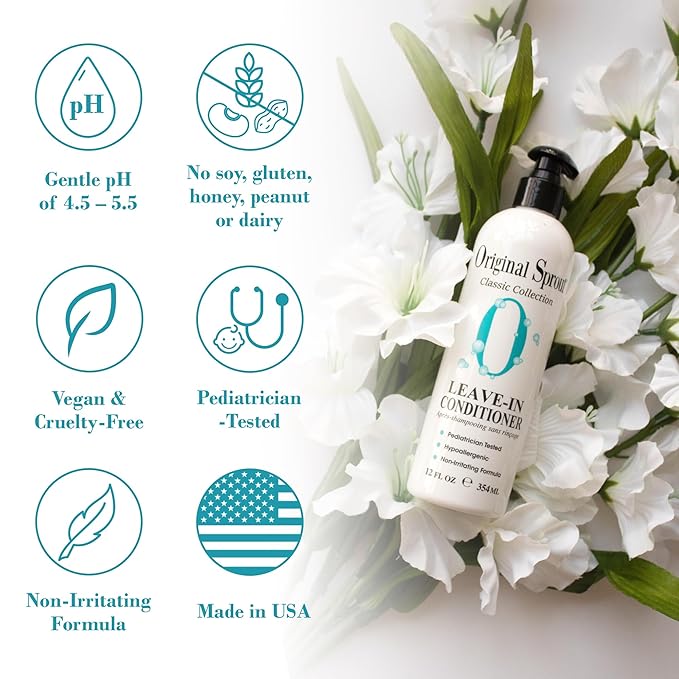 Original Sprout Leave-In Conditioner, Lightweight Moisturizing Conditioner for Dry & Damaged Hair, Detangles, Tames Frizz & Adds Shine, Vegan, Sulfate Free, Safe for Kids & Adults, 12 fl oz, 2 Pack
