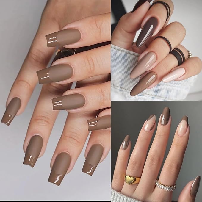 AILLSA Caramel Brown Gel Nail Polish Coffee Dark Nude Polish Fall Winter Color Jelly Gels Nail Polish Natural Sepia Long Lasting Soak Off U V Gel Nail Salon DIY Holiday Gifts for Women 0.51 Fl Oz/GF06