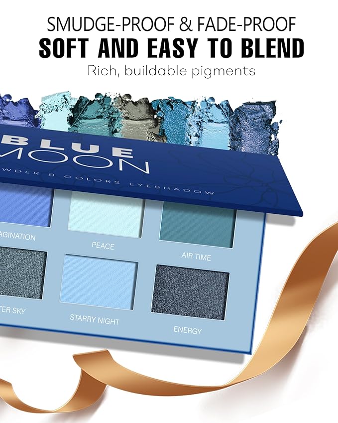 Blue Eyeshadow Matte Palette 8Color Long Lasting Teal Eyeshadow for Cool Tone Makeup, Shimmery Eye Looks, High Pigmented & Easy to Blend (Blue)