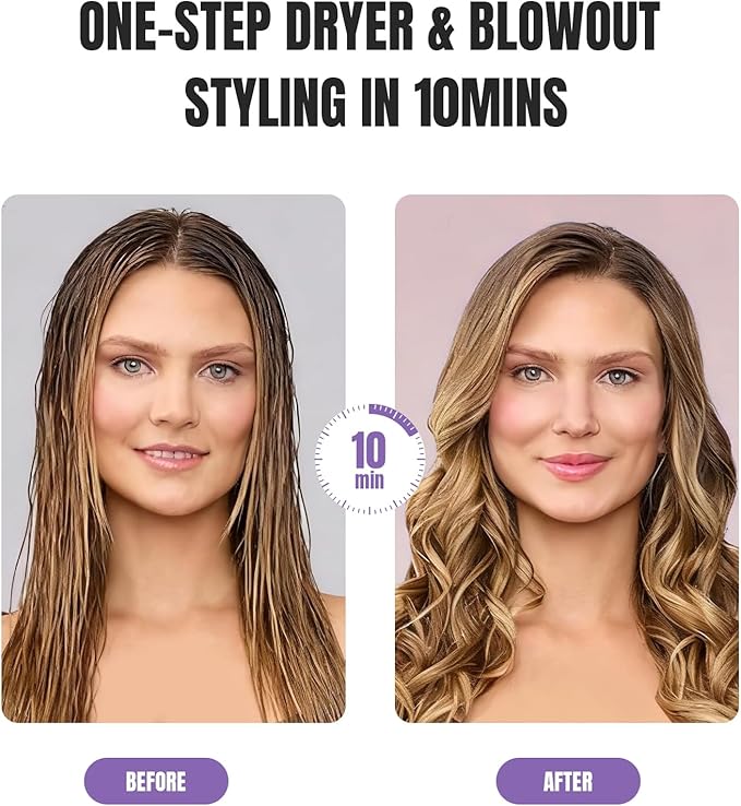 Hair Dryer Brush Blow Dryer Brush 4 in 1, 2 Inch Hot Air Brush for Hair Drying & Styling | Ionic Oval Barrel for Smooth, Frizz-Free Volume Blowout, Dual Voltage Lightweight Travel Hair Dryer Brush