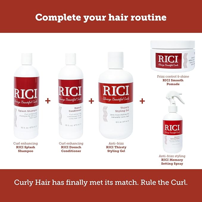 RICI 8 oz Thirsty Styling Gel for Curly Hair | Naturally Formulated to Prevent Frizz for All Types of Curly Hair | Enhances Curls | Patented Formula Made in the USA