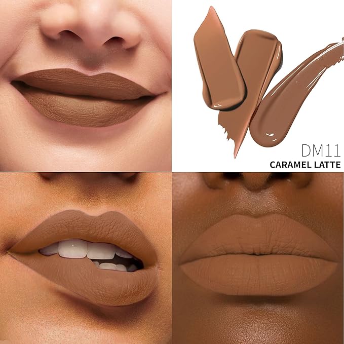 Brown Lipstick Matte for Women Color Stay Long Lasting Lipstick Smudgeproof Liquid Lipsticks Cruelty Free Lip Color, DM11 Caramel Latte