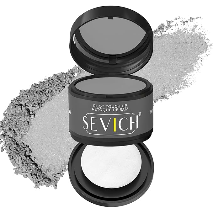 Sevich Hairline Powder - Root Touch Up Instantly Hair Color for Thinning Gray Coverage - Bald Spot Concealing Hair Powder for Women & Men - 48Hour Waterproof & Sweatproof - Grey