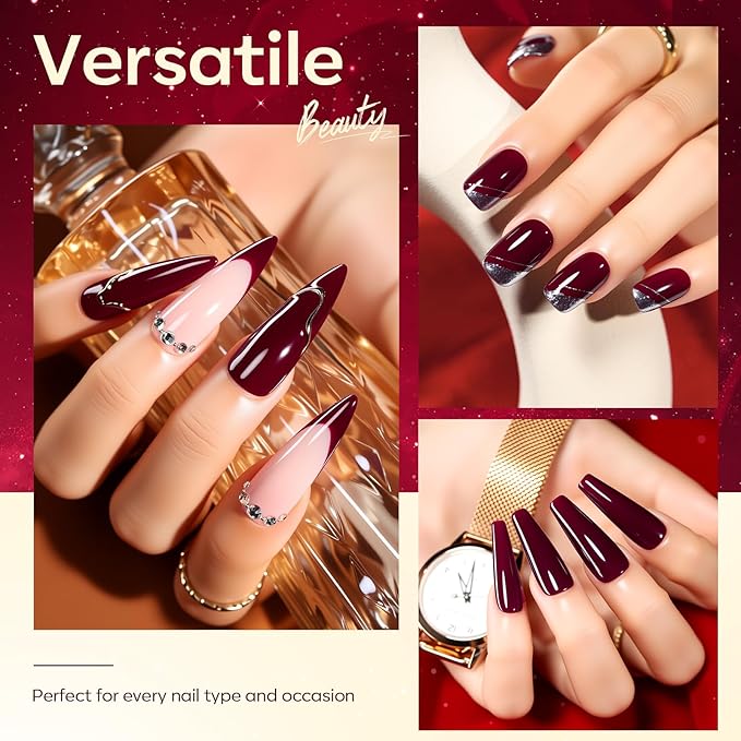 Makartt Dark Red Burgundy Gel Polish: 15ml Maroon Red Gel Nail Polish Fall Winter Soak Off UV LED Lamp Art Manicure Salon DIY Home Intense Color Gifts for Women Crimson Luxe