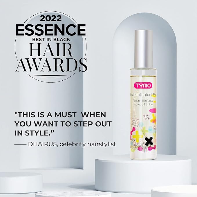 TYMO Heat Protectant for Hair with Argan Oil for Heated Styling Tools, Leave in Conditioner Spray to Smooth & Hydrate, Natural Pure Formulation, Multi-benefit Treatment, Lightweight Spray, Pack of 3