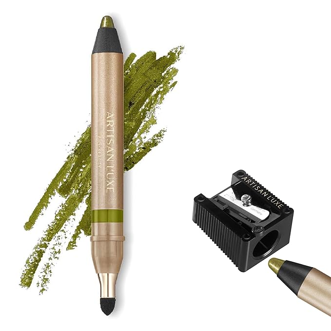 Artisan L'uxe Beauty Jumbo Eyeliner Pencil | Olive Green Eye liner Waterproof Smudge Proof | Smokey Eye in 3 Minutes | Long Lasting Eyeliner Pencil with Age-Defying Essential Oil Seduction