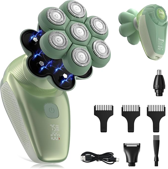 3-in-1 Groomer Shaver for Men, Bald Head Shaver & Beard Trimmer, Men’s Electric Shavers Wet/Dry IPX7 Waterproof, 120-Min USB Rechargeable Razor for Face & Body, Ideal Grooming Gift Set for Men