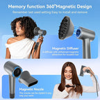Hair Dryer,160000 RPM Ionic Hair Drye,Portable Lightweight Blow Dryer with 500 Million Negative Ions, High-Speed Hair Dryer with Magnetic Diffuser & Nozzle for Home and Travel
