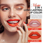 evpct 1Pcs Orange Red Matte Lip Liner & Liquid Lipstick Stain Makeup Set for Women, Orange Red Lip Liner Stain Long Lasting Waterproof Smudge Proof, Cruelty Free Lip Stick Makeup 24 hours originale 54