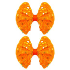 Velvet Sequin Hair Bows Fall Orange Bow for Women Girls, 4in Glitter Handmade Hair Clips Alligator Clips Sparkly Ponytail Holder Hair Accessories for Helloween, Christmas, Birthday Party, Wedding