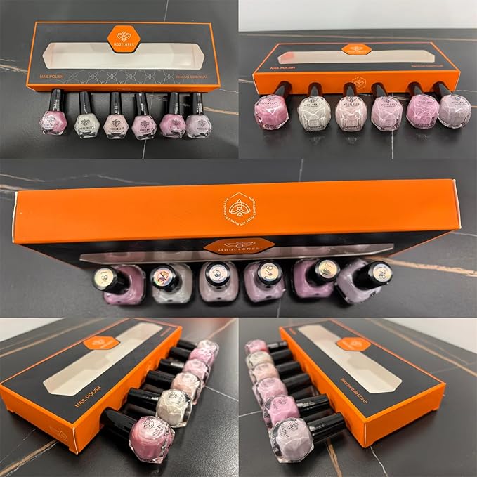 modelones Glitter Nail Polish Set 6 Colors Gold Brown Silver Pink Nude Fall Winter Shimmer Pearl Quick Dry Kit Manicure DIY Nails Art Salon Home Gifts For Women Girls