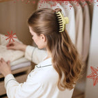 TOCESS Hair Claw Clips for Women - Large 8PK Neutral Matte Jumbo Square Hair Clips for Thick, Thin, Long, Short, Curly Hair Girls, Big Jaw Clip Set for Daily Use (Lemon Yellow)