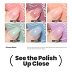 Beetles Jelly Nail Polish Set, 6 Colors Clear Pastel Nail Polish Glitter Pink Dusty Rose Orange Green Blue Purple Long Lasting & Quick Dry Nail Strengthener Polish Gift Sets for Women